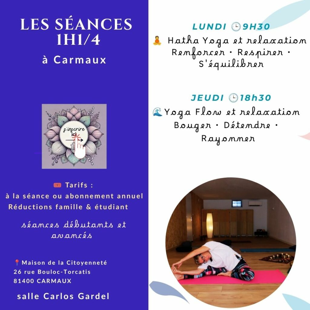 Carmaux ; hatha yoga ; inscription,; yoga flow